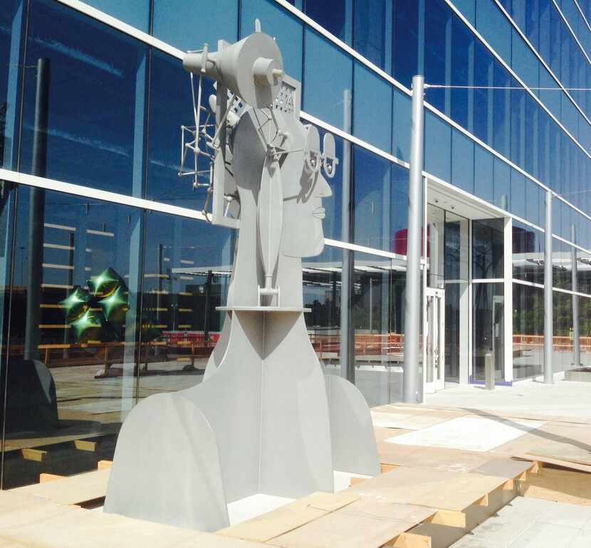 
Modern sculptures have been installed on the plaza surrounding the new KPMG Plaza tower in...
