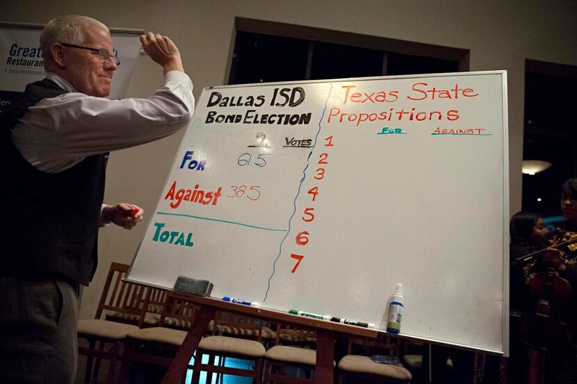 
Volunteer Jeff Herrington finishes with a flourish at an election party as he posts early...