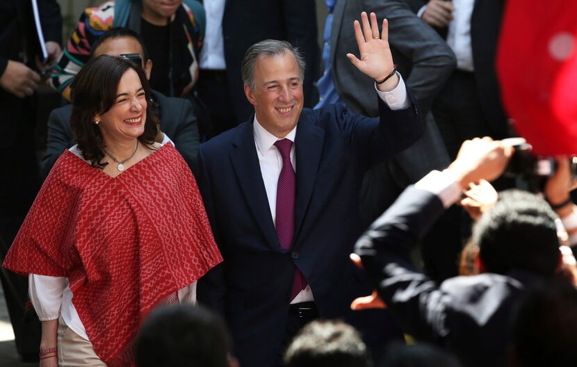 Jose Antonio Meade of the Institutional Revolutionary Party and his wife, Juana Cuevas,...