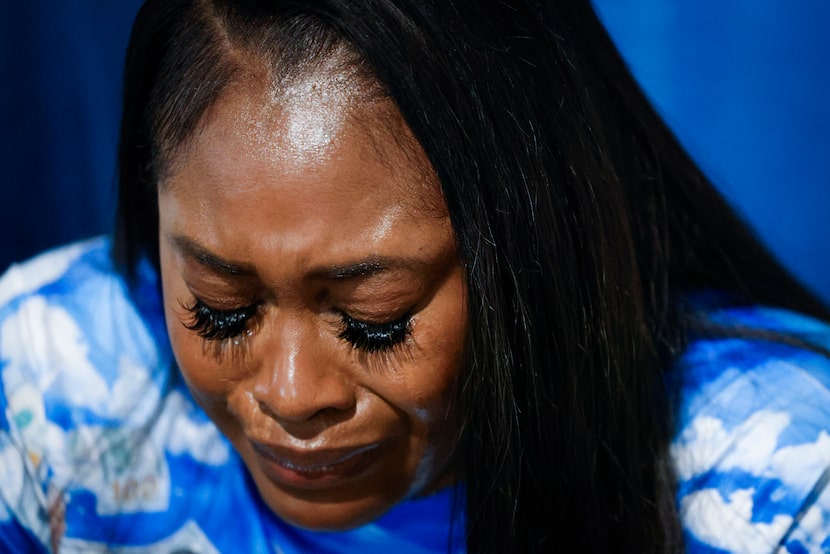 Yadira Campbell sobs as she shares stories about her 16-year-old son Trelynn Henderson.