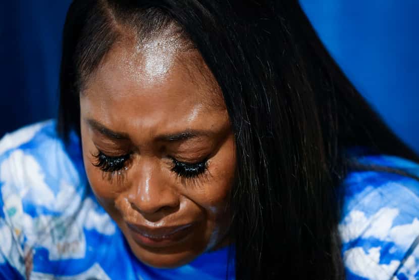 Yadira Campbell sobs as she shares stories about her 16-year-old son Trelynn Henderson.