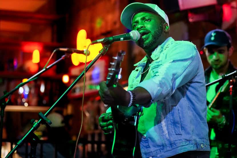 Tae Lewis, a current contestant on The Voice, performs during a benefit concert at Sideways...