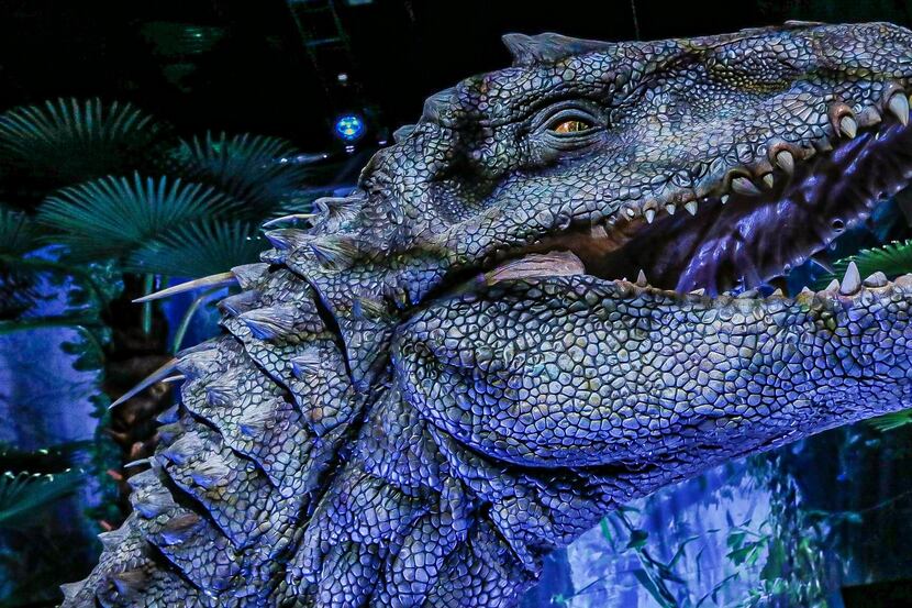 A dinosaur from the Jurassic World: The Exhibition, opening in Dallas on June 18.