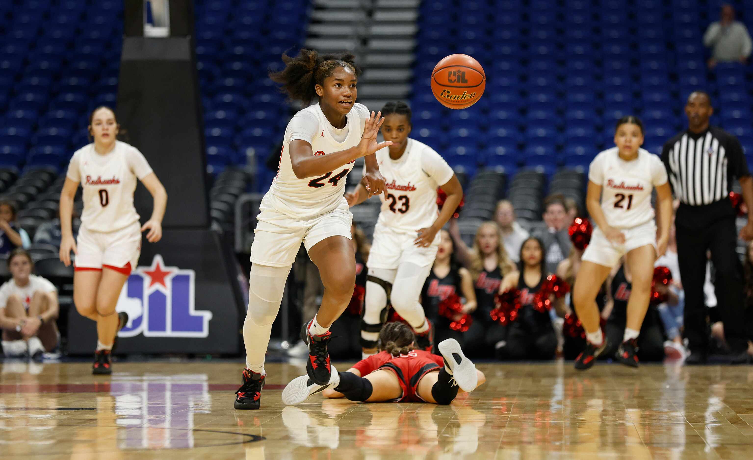 Frisco Liberty Jacy Abrii (24) steals the ball for an easy basket late in fourth quarter as...