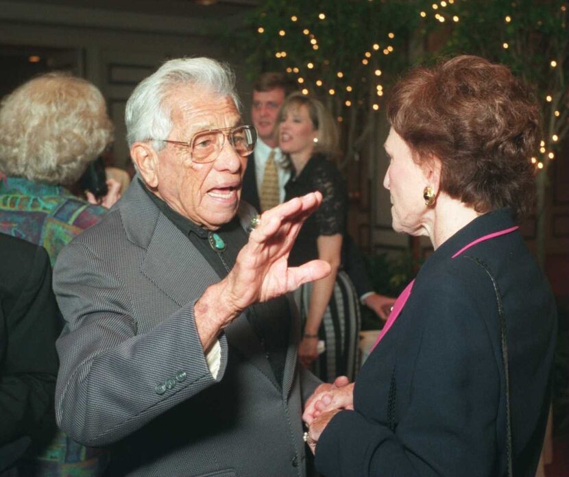 Sculptor Octavio Medelliín and Edith Baker at Visual Art Center's Legend Awards at the...