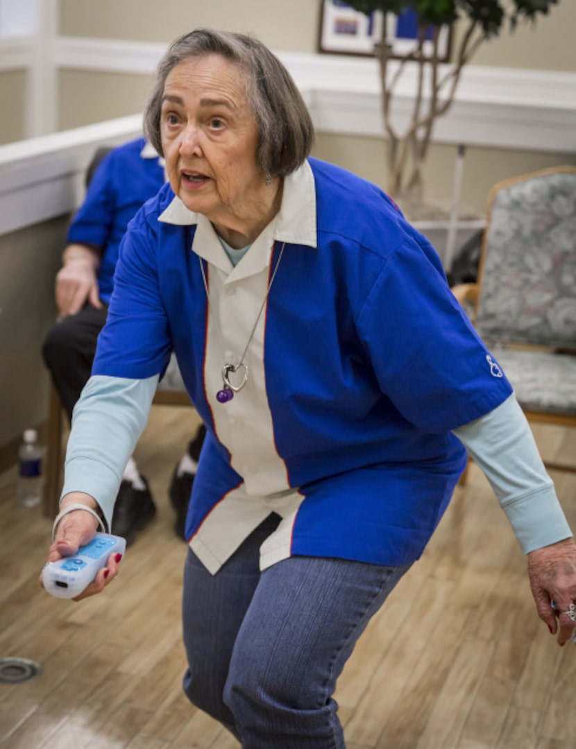 Bobby Lou Turrentine racks up strikes whil playing with the Young Strikers Wii bowling team...