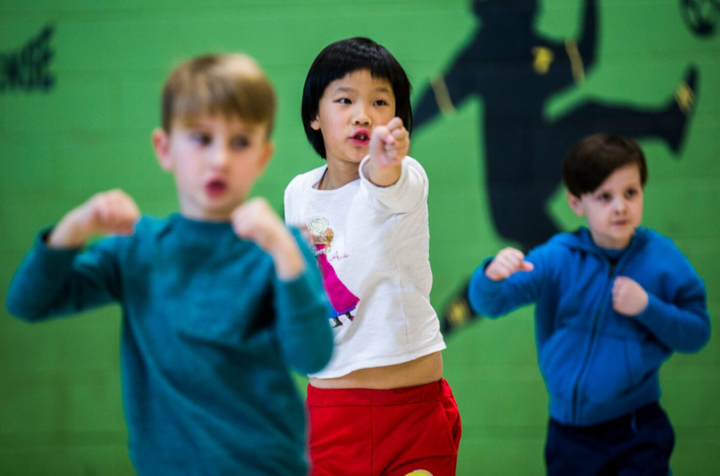 Pink Elementary School kindergarteners (from left) J.D. Klinge, Lannie Wo and Griffin Peach...