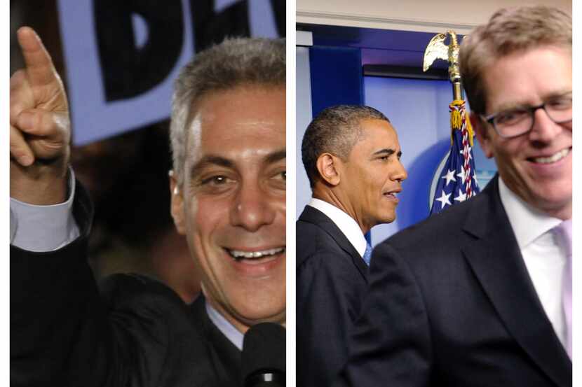 Chicago Mayor Rahm Emanuel, former President Barack Obama and Amazon senior vice president...