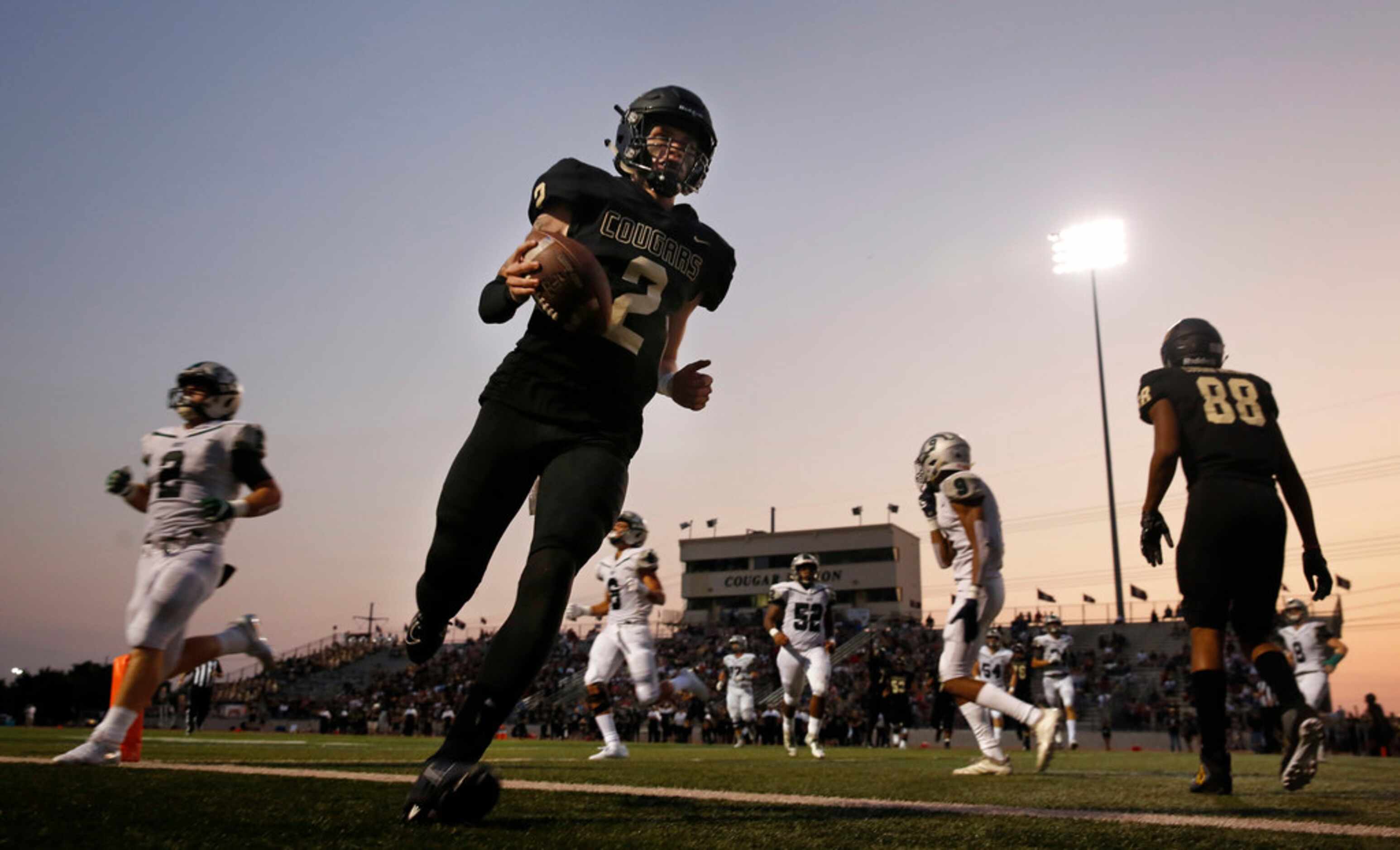 The Colony quarterback Mikey Harrington II scrambled for an easy second quarter touchdown...