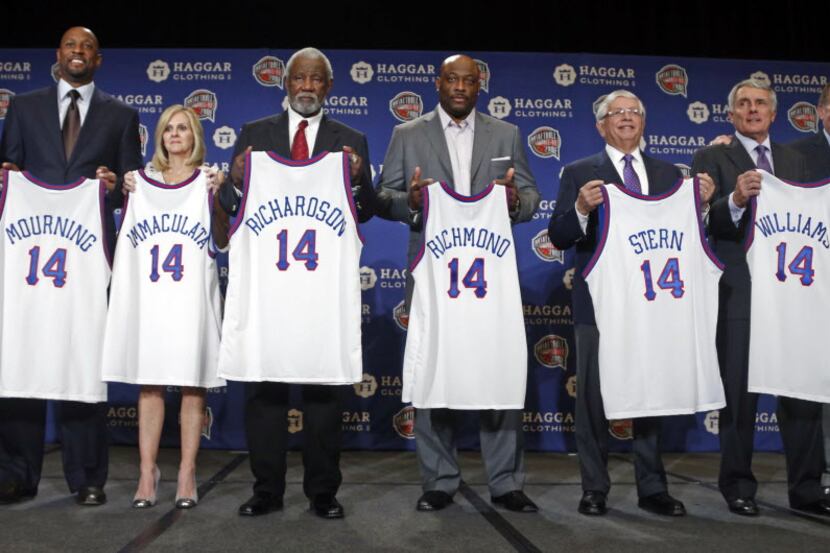 The inductees of the 2014 Naismith Memorial Basketball Hall of Fame, Sarunas Marciulionis,...