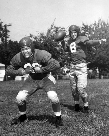 Fred Skidmore (left) and Joe Boring, Sunset High School players, shown here in 1950, will...