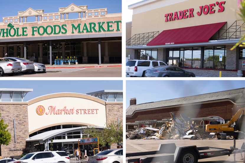 The intersection of Preston Road and West Park Boulevard in Plano has three grocery stores:...