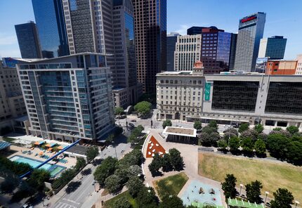 The view of downtown Dallas from a 16th floor residence at the Statler Hotel & Residences in...