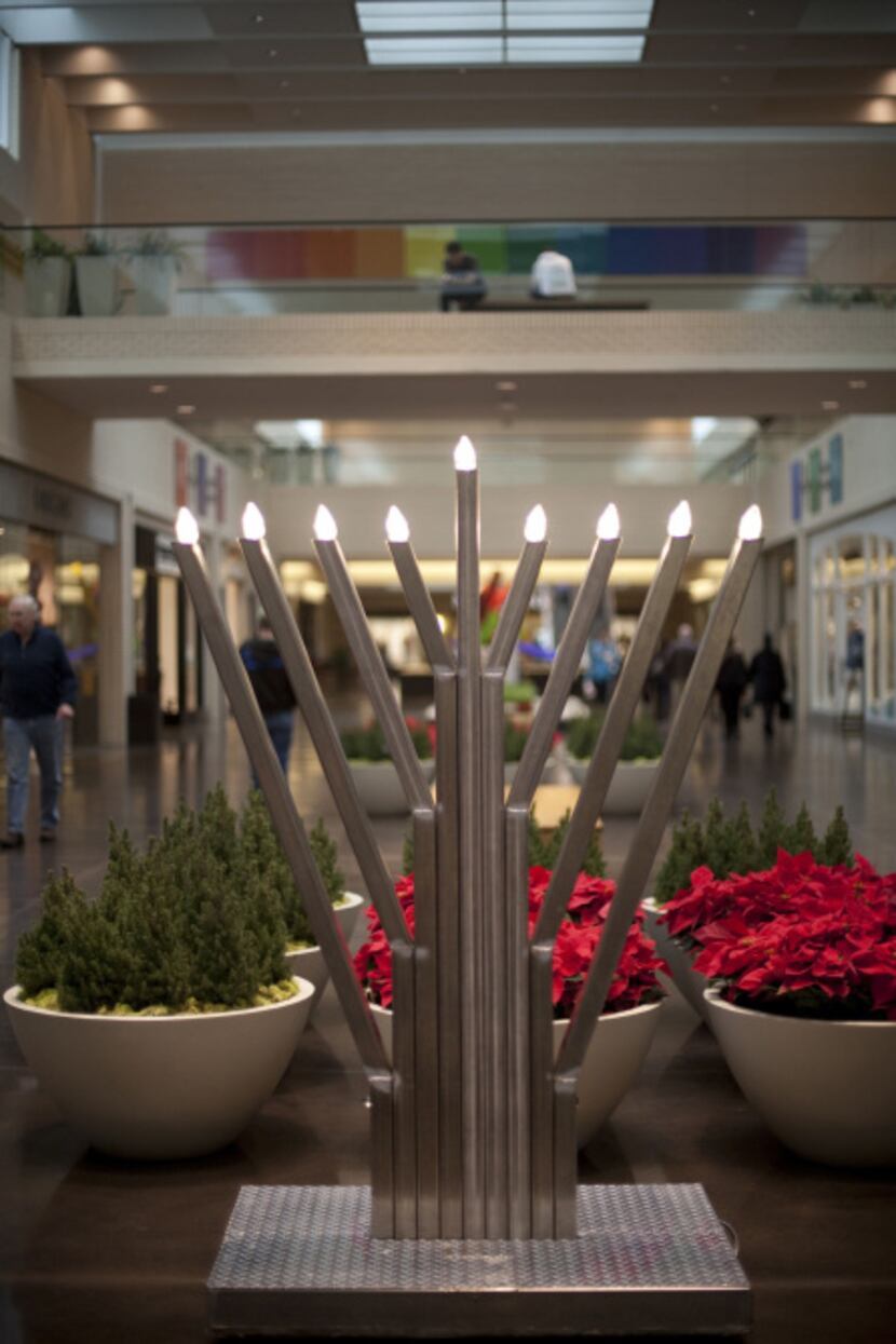 The menorah is set up at NorthPark Center for the 2011 lighting.
