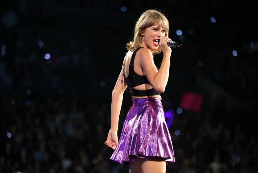 Taylor Swift performs during the "1989" world tour at Staples Center in Los Angeles.