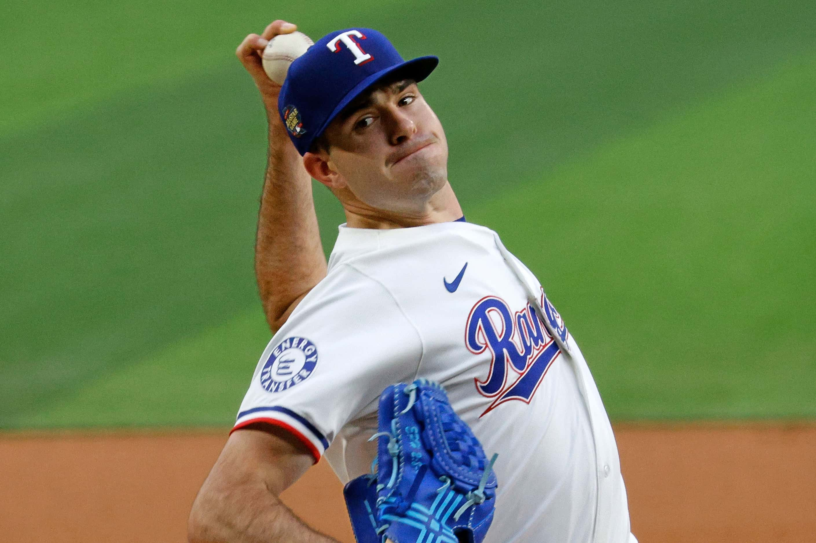 Texas Rangers pitcher Cody Bradford (61) delivers during the first inning of a baseball game...