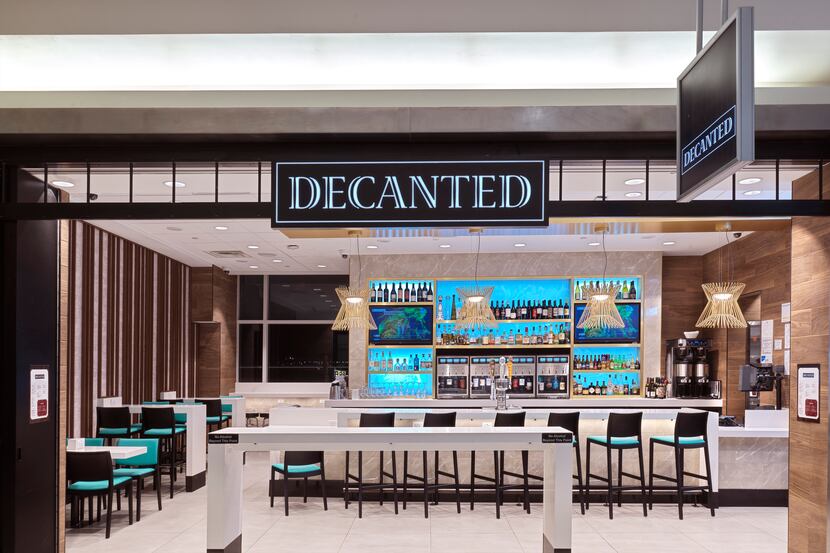 DFW Airport's new wine bar, Decanted, is described by its operator as a “chic and inviting...