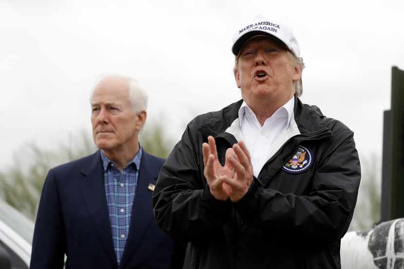 President Donald Trump toured the U.S. border with Mexico in McAllen with Sen. John Cornyn...