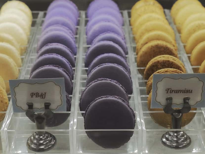 Finished macaroons available for purchase at Bisous Bisous Pâtisserie in Dallas. 