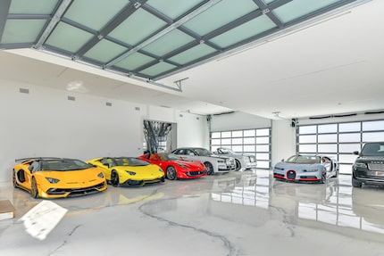 Luxury garage with sports cars