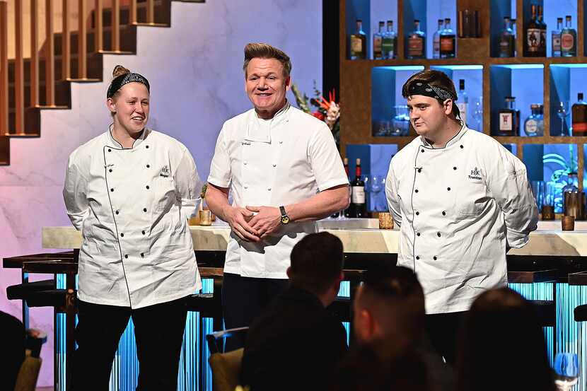 'Hell's Kitchen' contestant Megan Gill, on left, joined chef/host Gordon Ramsay and...