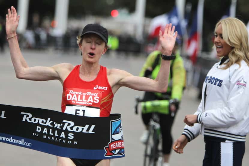 Olympic medal winner Deena Kastor finished first in the women's division with a time of...