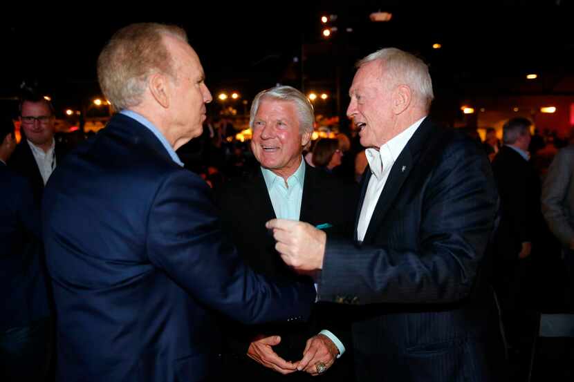 Dallas Cowboys owner Jerry Jones (right) and his former Super Bowl-winning coach Jimmy...