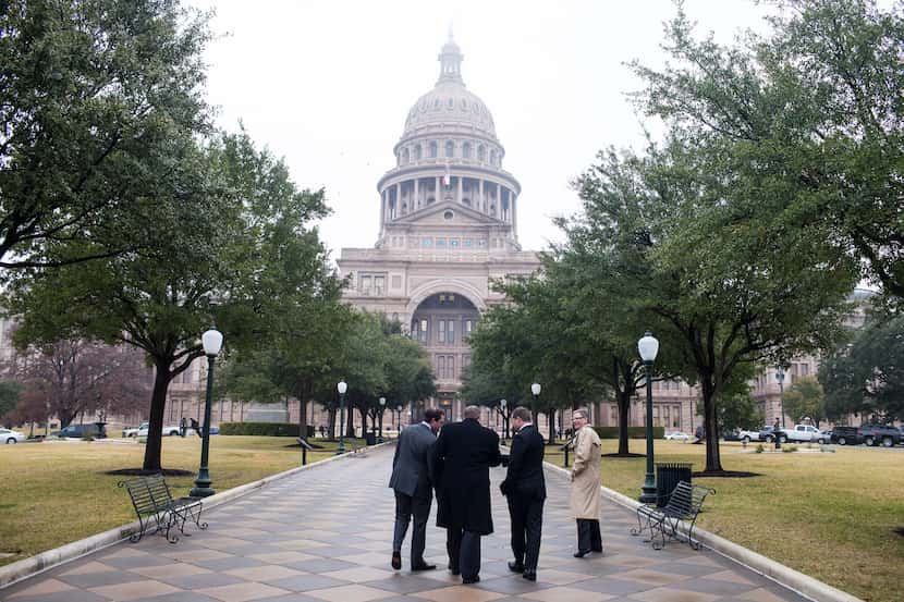 People on the opening day of Texas' biennial legislation season, outside the Texas State...