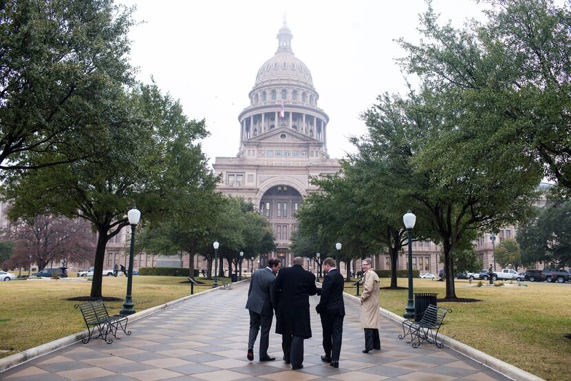 People on the opening day of Texas' biennial legislation season, outside the Texas State...
