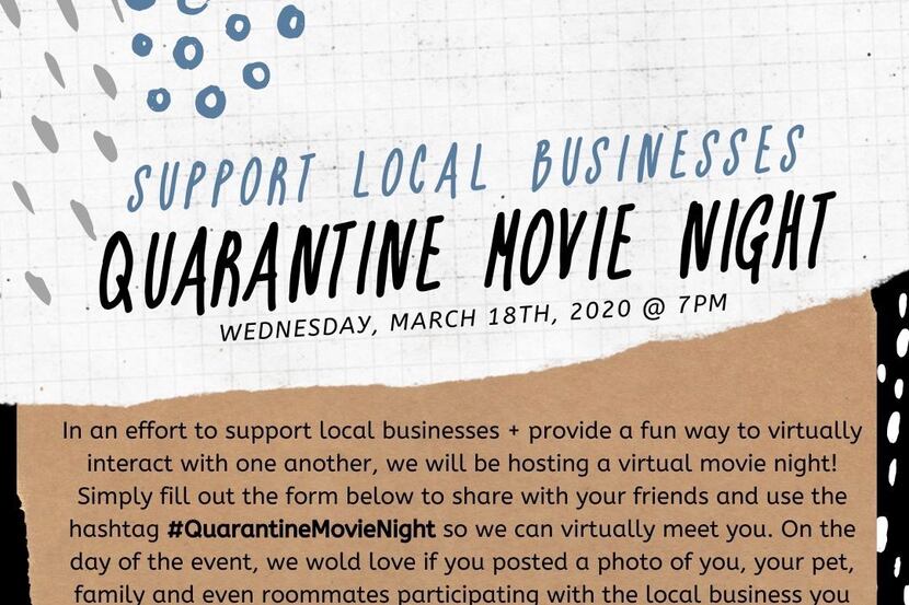 Instagram influencer Breshell West has created a Quarantine Movie Night to support local...