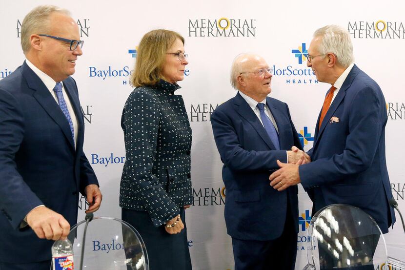 (from left) Jim Hinton, CEO of Baylor Scott and White Health; Deborah Cannon, Chair of...