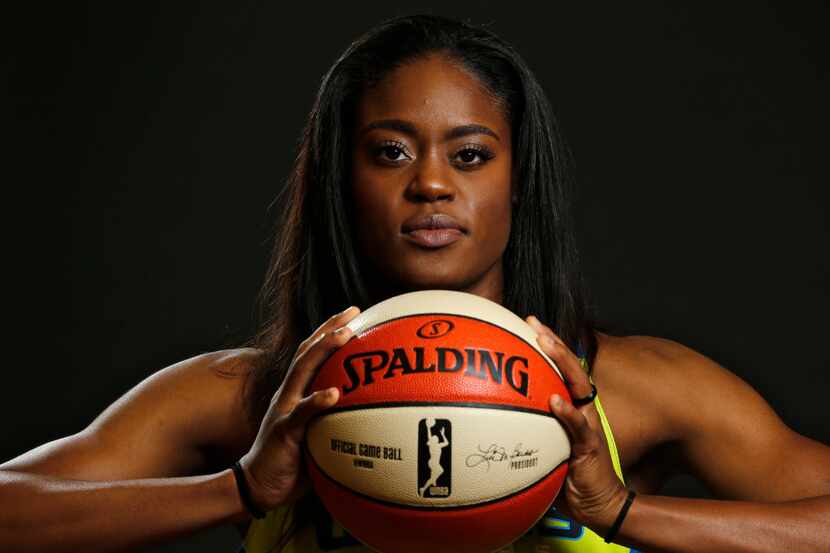 Kaela Davis poses for a portrait during Dallas Wings media day College Park Center in...