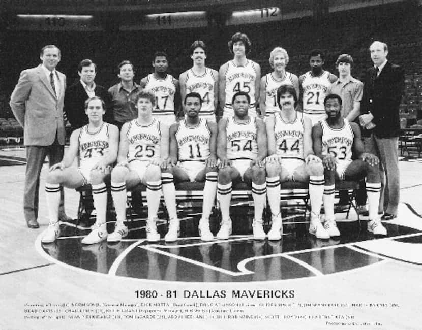 The Dallas Mavericks team photo from 1980-81.  Top row, from left: General Manager Norm...