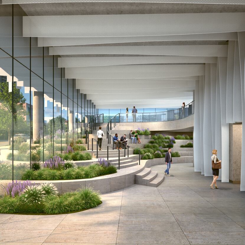 The building will have a two-story lobby with garden areas.