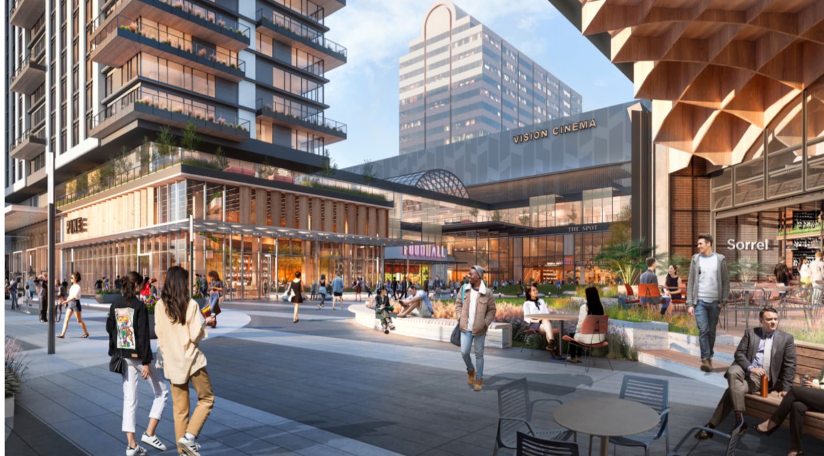 The front of the mall would be redesigned to create a more pedestrian environment.