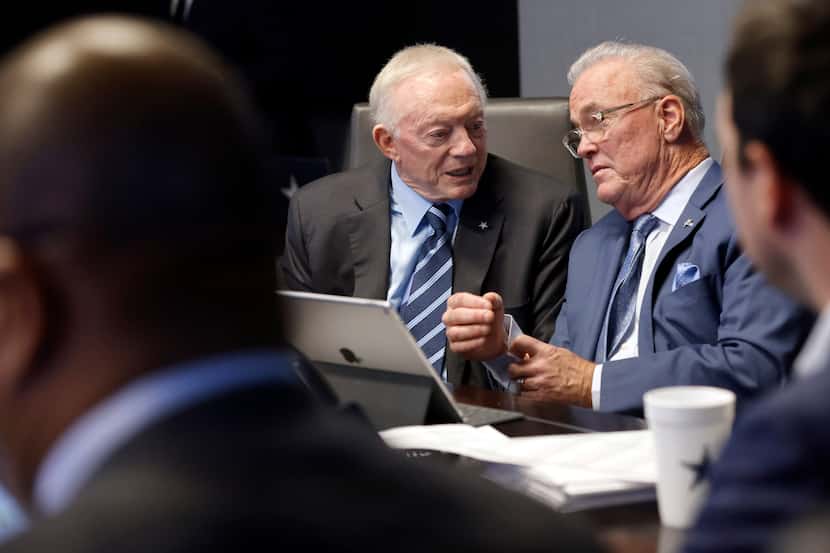 Dallas Cowboys owner Jerry Jones (left) and executive vice president & CEO Stephen Jones...