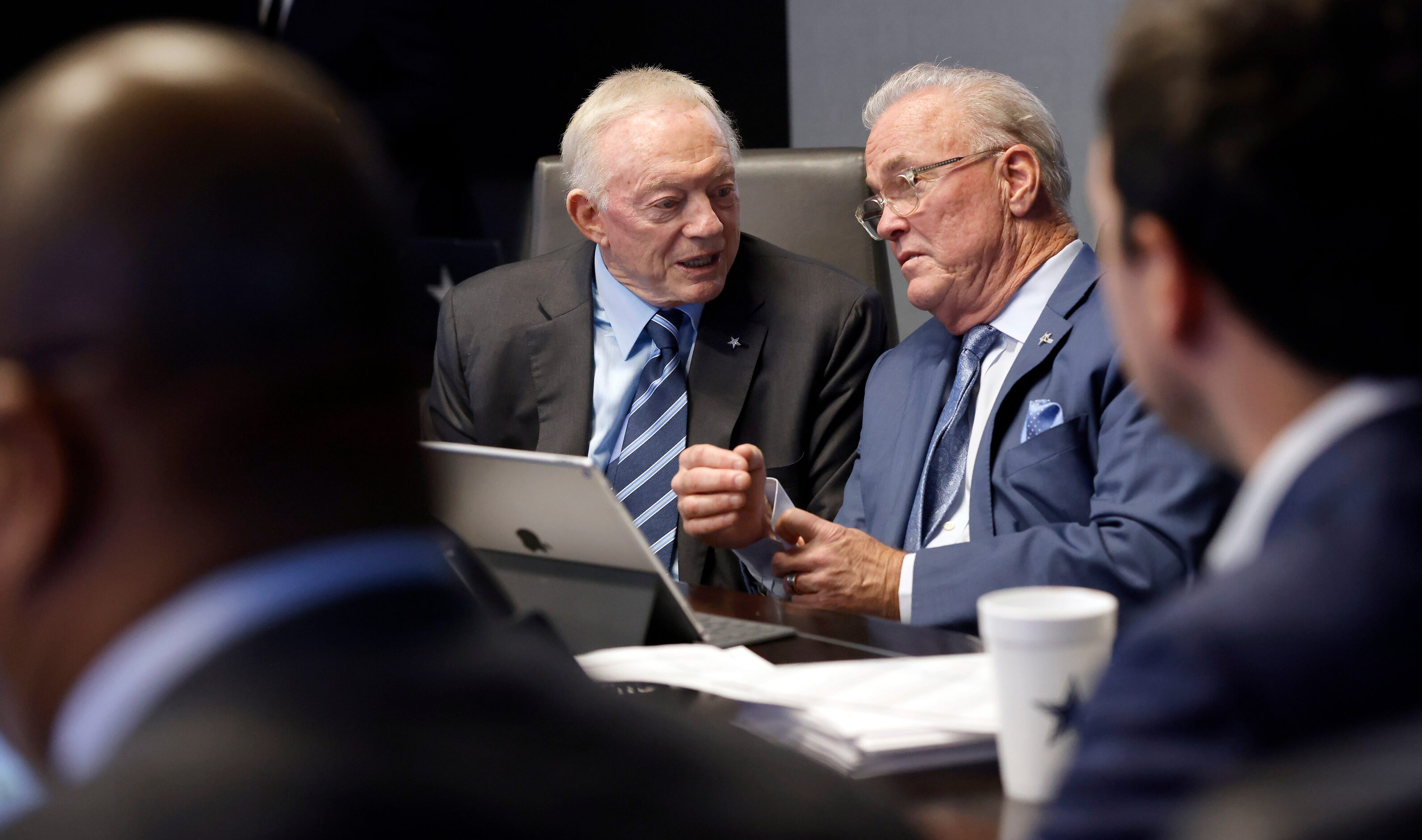 Dallas Cowboys owner Jerry Jones (left) and executive vice president & CEO Stephen Jones...