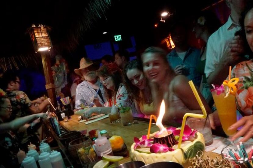 The Volcano Bowl is among the offerings at 4 Kahunas, a tiki bar in Arlington.