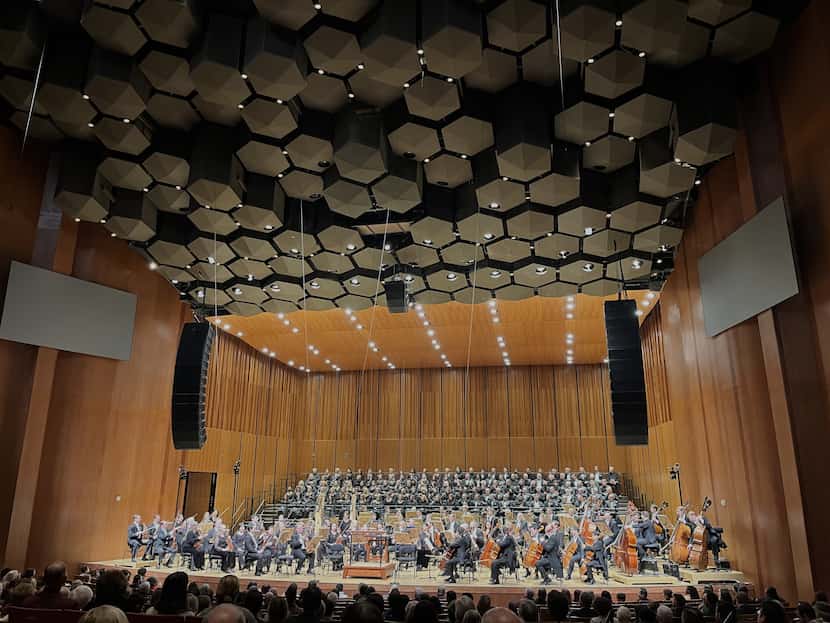 The Houston Symphony and Chorus onstage at Jones Hall for the Performing Arts in Houston on...