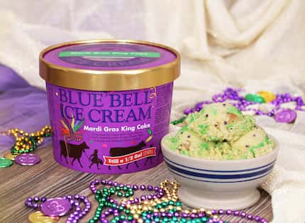 Blue Bell's Mardi Gras King Cake flavor is now available all places where Blue Bell is sold,...