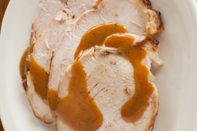 The smoked turkey recipe starts with brining a turkey breast for 24 hours.