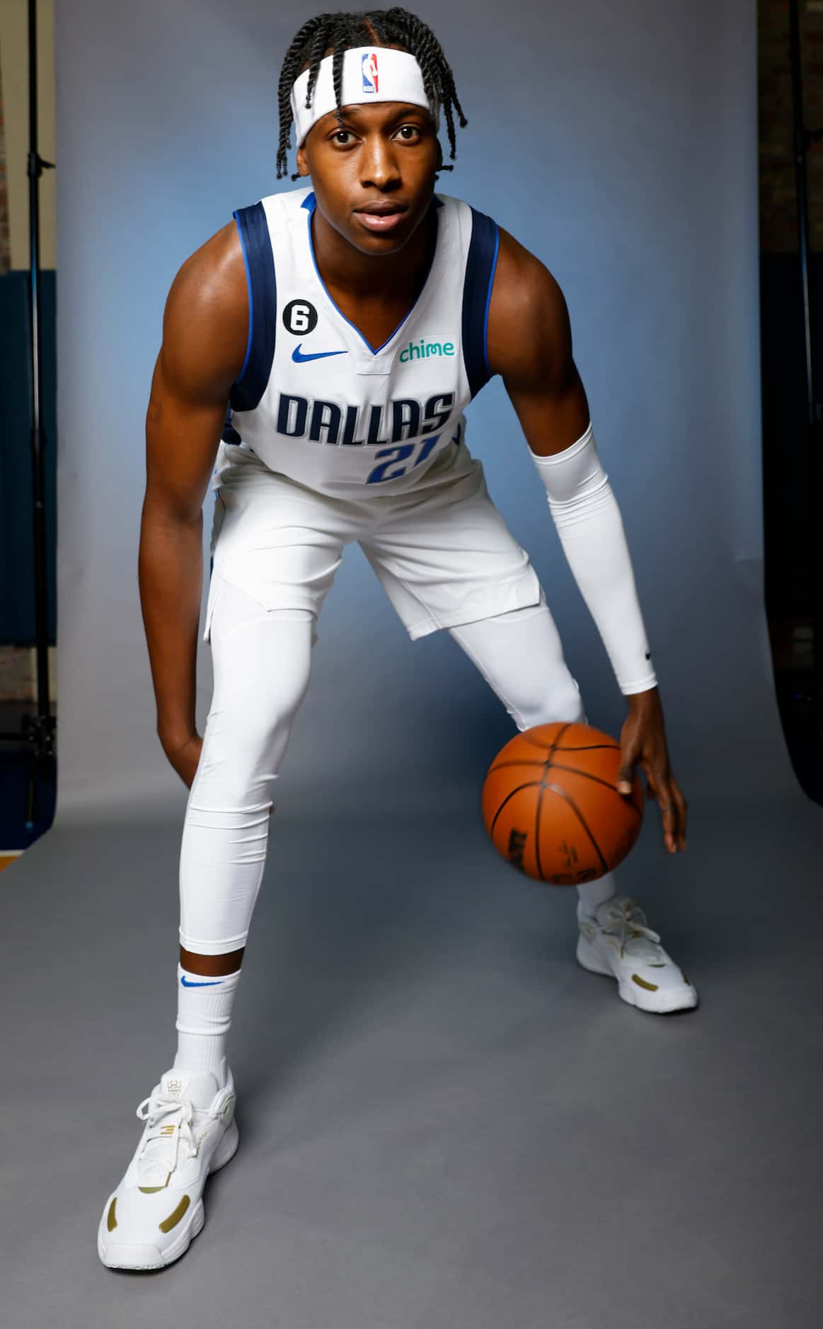 Dallas Mavericks’ Frank Ntilikina is photographed during the media day at American Airlines...