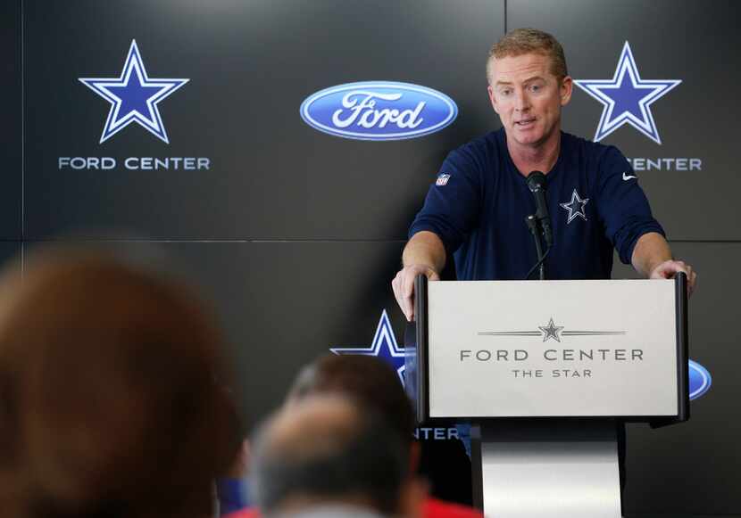 Dallas Cowboys head coach Jason Garrett speaks during a press conference at the Dallas...