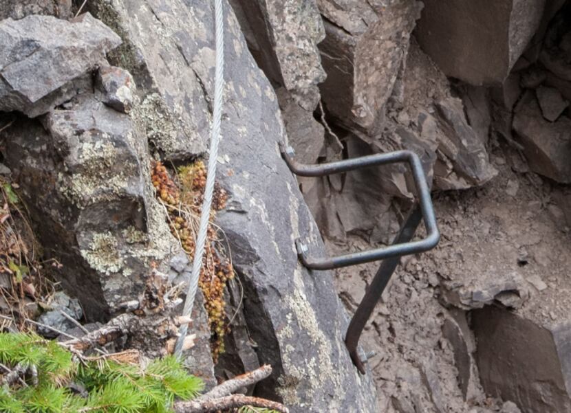 Via Ferrata builders bolted U-shaped rungs to the rock in spots where natural hand or...