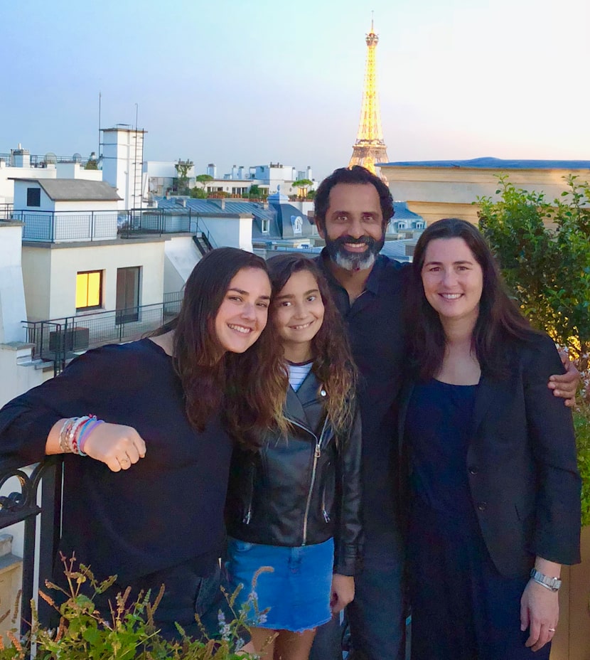 This family photo shows (from left) daughters Talia and Maya with Madhu Rajendran and Mandy...