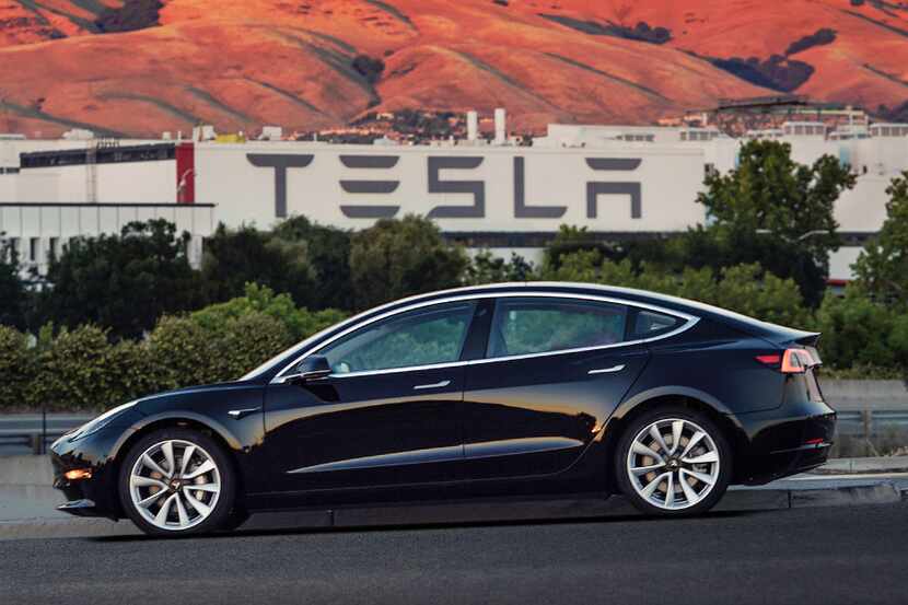 In an undated handout image, the Tesla Model 3, unveiled to customers on July 28, 2017. At...