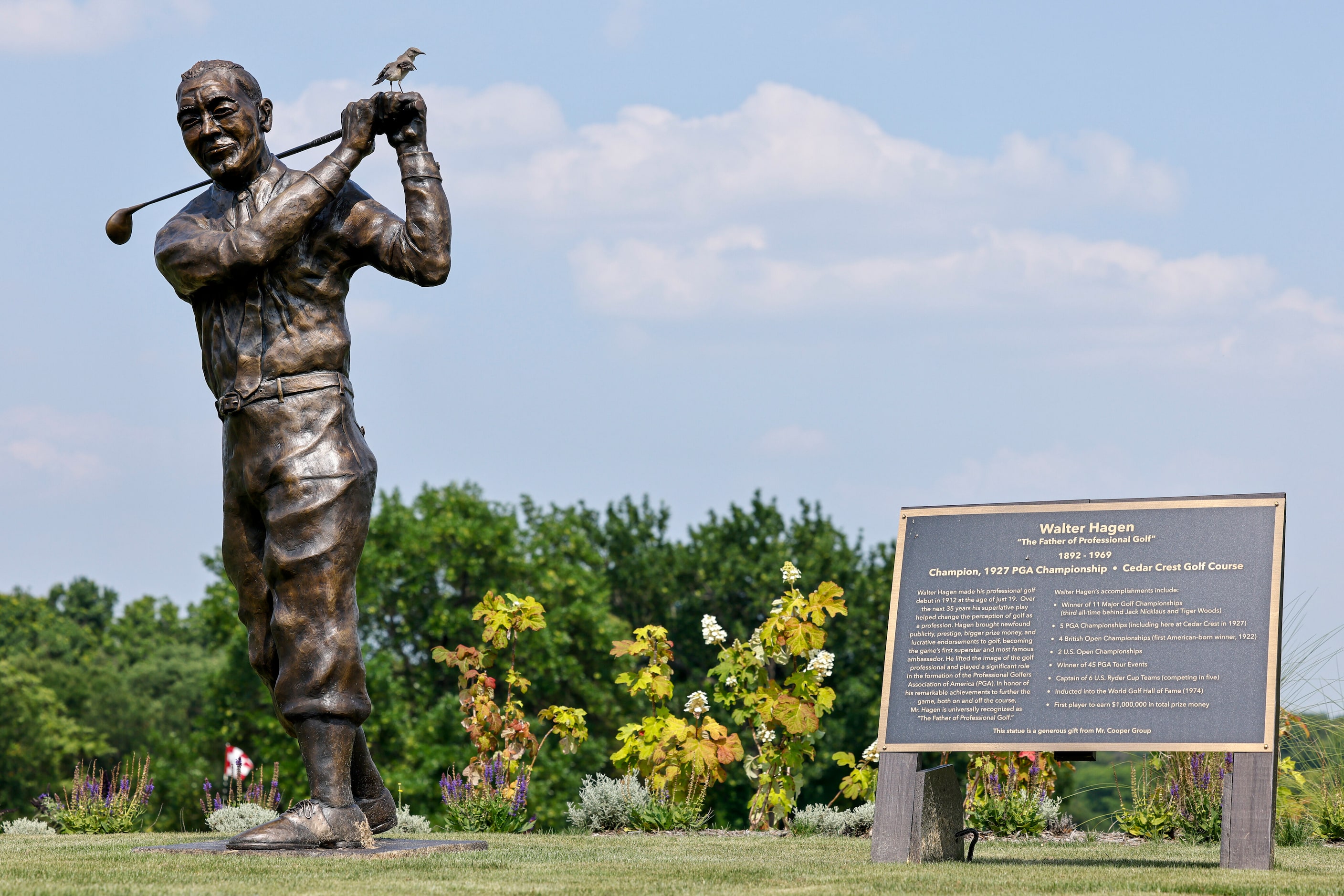 A statue of Walter Hagen pictured at Cedar Crest Golf Course on Wednesday, May 24, 2023, in...