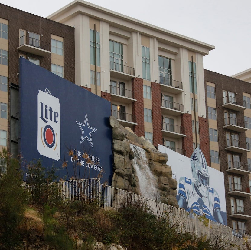 The waterfall billboard next to The Alexan near downtown Dallas, photographed 
 on Jan. 2,...