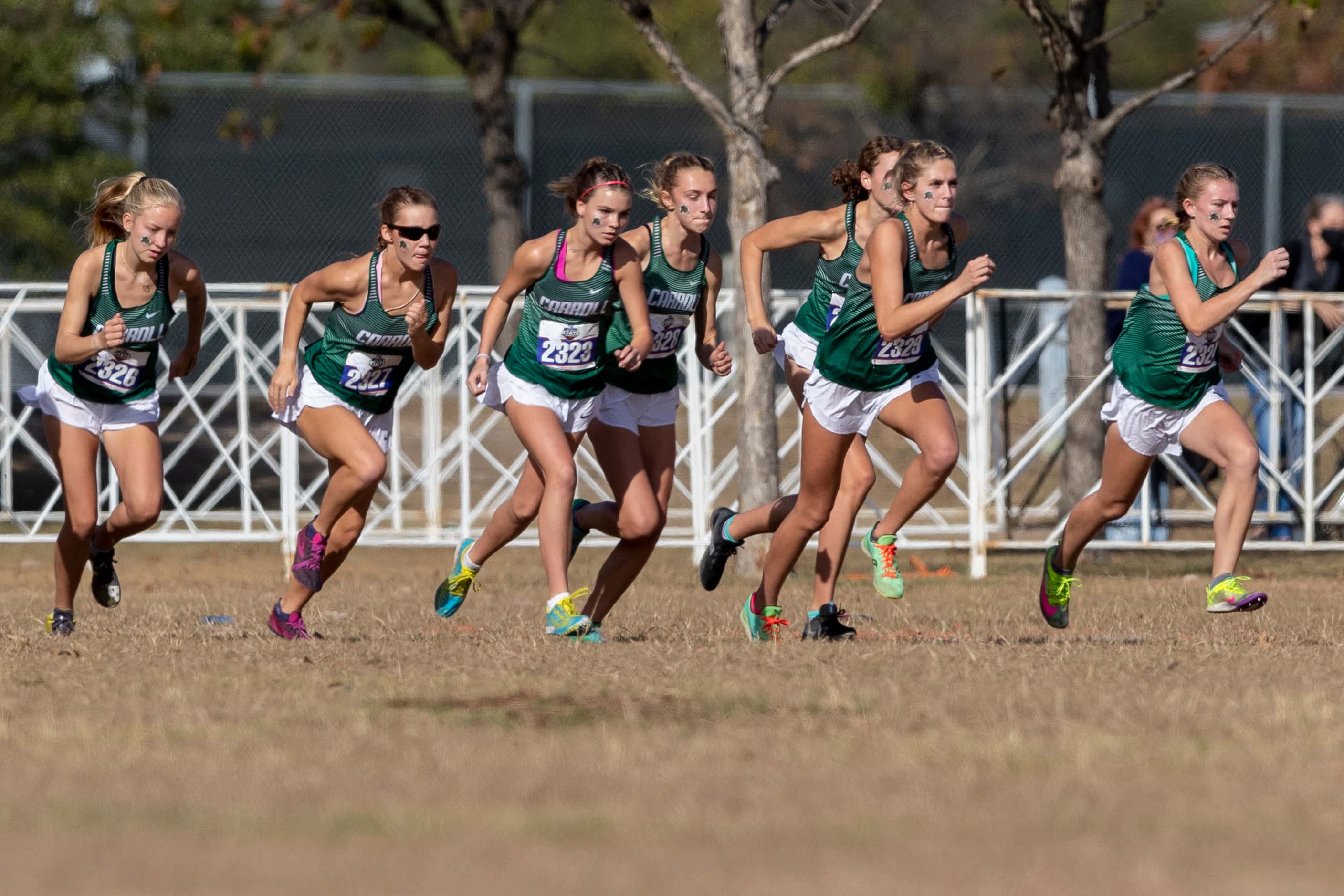Southlake Carroll begins the girls UIL Class 6A state cross country meet in Round Rock,...