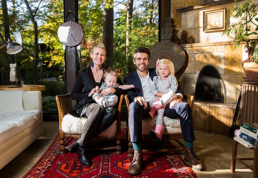 Danielle and Scott Kaserman and their daughters Gianna, 5 months, and Isabella, 3, pose for...